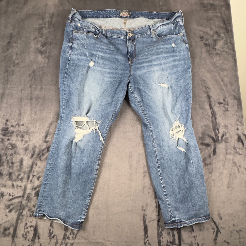 Torid Boyfriend Straight Jeans Womens 26S Blue Distressed Vintage Stretch